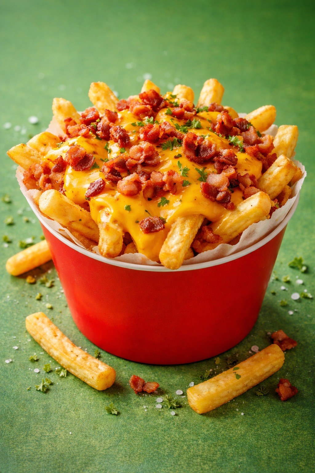 Batata frita com Cheddar e Bacon